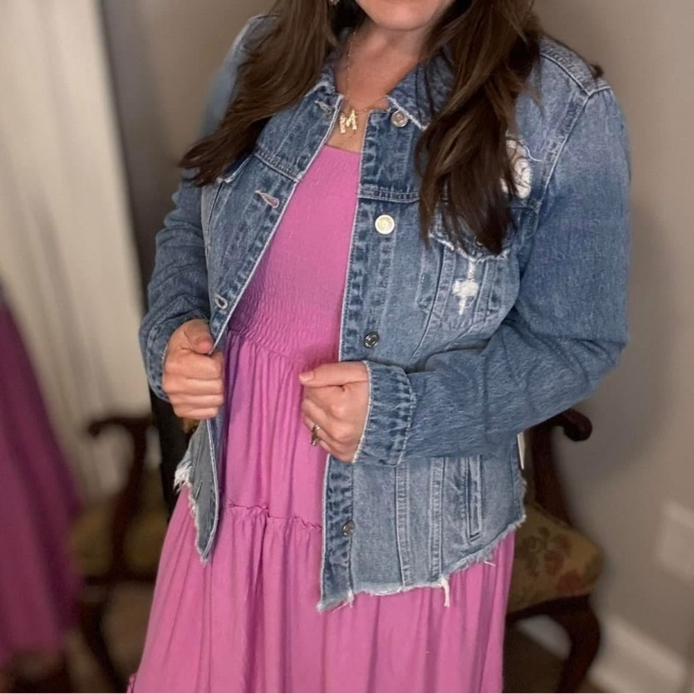 Zenana Denim Blue Women's Distressed Jacket